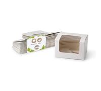 BIOZOYG Boîte à cupcakes Boîte à pâtisseries 13x11 cm carton blanc pliante 8 cm de haut I avec fenêtre I Boîtes à muffins Boîte cadeau avec couvercle rabattable I rectangulaire lot de 400