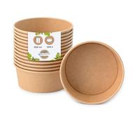 BIOZOYG Bol à salade 300 pièces 650 ml marron - Bol jetable pour soupe et salade à emporter - Vaisselle jetable Deli Container - Bol à emporter - Récipient à soupe en carton jetable