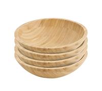 BIOZOYG Bol Rond En Bambou Ø 19,5cm Pour Assiettes Chaudes Et Froides I Bol À Soupe I Bol Durable Pour Pâtes I Bouddha Bowl I Assiettes De Fête Écologiques I Grand Bol Pour Céréales 660ml I 4 pièces