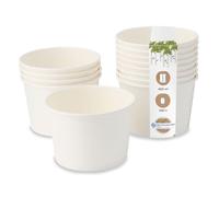 BIOZOYG Bols écologiques universelles carton jetables pour glaces, desserts, fingerfood, entrées, snacks I 500 pièces gobelet blanc non-imprimé 400ml / 16oz I Gobelets jetables ronds compostables