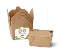 BIOZOYG Box aliments à emporter I Bio box alimentaire avec couvercle rabattable 600ml I Box en papier rectangulaire I Carton kraft marron box compostable I Boîtes à emporter jetables 450 pièces