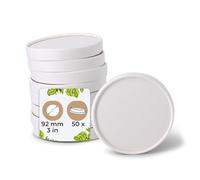 BIOZOYG Couvercle en Carton pour Coupes de Glace 50 Pièces Ø 92 mm Blanc Couvercle pour Coupes de Glace Revêtu Jetable Couvercle Jetable Coupe de Glace Gobelet à Emporter Dessert Takeaway