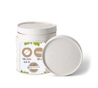 BIOZOYG Couvercles en carton pour tasses 25 pièces Ø 115 mm Blanc Soupière avec couvercle jetable enduit Couvercles En Carton Membrane Pour Bol Soupe à Emporter Bol Salade Terrine Pot