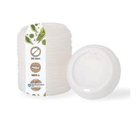 BIOZOYG couvercles gobelet café à emporter Ø 90mm I 1000 couvercles pour gobelet en papier en CPLA bioplastique 100% biodégradables, compostables I Trou paille couvercle gobelet plat blanc