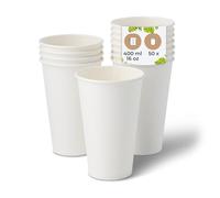 BIOZOYG Gobelet en carton 50 pièces 400 ml / 16 oz, 90 mm - Gobelets jetables pour café - Gobelets en carton pour boissons chaudes - Alternative aux gobelets en polystyrène, gobelets en papier