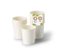 BIOZOYG Gobelets à shot en papier 40 pièces 20 ml blanc - Gobelets en carton revêtus Accessoires de fête Gobelets jetables Salons dégustations - Alternative aux gobelets en plastique Verres à shot