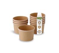 BIOZOYG Gobelets en papier compostables à emporter, 25x200ml, brun, style Rustique, en carton kraft biodégradable et recyclable