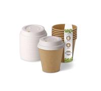 BIOZOYG Gobelets jetables biodégradables avec couvercle en carton I Gobelets en papier avec revêtement de peinture à base d'eau I 1000 pièces café à emporter gobelets marrons non blanchi 150ml 6oz