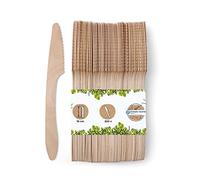 BIOZOYG Jetable couteau 200 pièces en bois 18cm | couverts bio jetable en bois jetable couteau en bois graisser couteau en bois couteau vaisselle