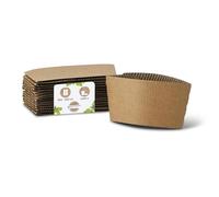 BIOZOYG Manchette protection chaleur pratique pour café à emporter jetable I Adapté à 300ml 12oz et 400ml 16oz gobelets de café I 1000 manchettes marrons non-blanchis non-imprimés recyclés