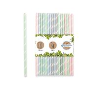 BIOZOYG Pailles en carton Jumbo I pastel, motif rayé, 23 cm (L), 0,8 cm (D) I Écologique en matériaux recyclés I Fêtes privées ou gastronomie I Biodégradable & sans plastique I 150 pailles