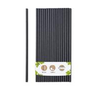 BIOZOYG Pailles en Papier Biodégradables 20 cm x 5 mm Ø - Noires, Roulées Verticalement - Pour Cocktails et Fêtes - 1500 Pièces