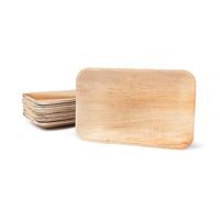 BIOZOYG Palmware DTW05329 Assiette jetable en Feuille de Palmier, 25 pièces, carrée, Plate, 25x15 cm, compostable