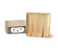 BIOZOYG Palmware DTW05349 Assiette jetable en Feuille de Palmier, 25 pièces, carrée, 25x25 cm, compostable