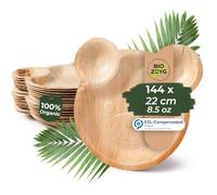 BIOZOYG Palmware Plats anniversaire enfant en design mignon ourson I 144 pièces feuille de palmier assiettes jetables 22x24cm I Vaisselle jetable assiette stable 100% biodégradable