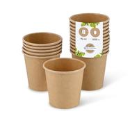 BIOZOYG Petit pot en carton 1000 pièces 75 ml marron - Gobelets en carton, revêtu de PE, gobelets à emporter, coupelles pour sauces, vaisselle jetable - Alternative aux gobelets en plastique