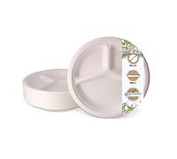 BIOZOYG Plats en Fibre de Canne à Sucre avec Séparateurs I Récipient pour Repas avec Compartiments I Plateaux en Bagasse Divisés en 3 I Plats avec Séparateurs blanc Ø 26 cm 500 pcs