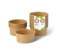 BIOZOYG Pots à Glace en Carton 100 Pièces 100 ml / 4 oz Kraft - Pot de Glace Jetables Enduites - Bols Coupes à Dessert Gobelets à Glace en Papier à Snacks Gobelets à Crème Yaourt Glacé pour Glacier