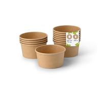 BIOZOYG Pots à Glace en Carton 250 Pièces 150 ml / 6 oz Kraft - Pot de Glace Jetables Enduites - Bols Coupes à Dessert Gobelets à Glace en Papier à Snacks Gobelets à Crème Yaourt Glacé pour Glacier