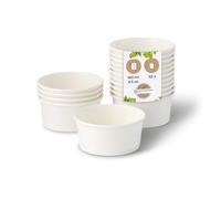 BIOZOYG Pots à Glace en Carton 50 Pièces 100 ml / 4 oz Blanc Pot de Glace Jetables Enduites Bols Coupes à Dessert Gobelets à Glace en Papier à Snacks Gobelets à Crème Yaourt Glacé pour Glacier