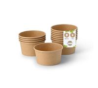 BIOZOYG Pots à Glace en Carton 50 Pièces 150 ml / 6 oz Kraft Pot de Glace Jetables Enduites Bols Coupes à Dessert Gobelets à Glace en Papier à Snacks Gobelets à Crème Yaourt Glacé pour Glacier