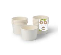 BIOZOYG Pots à Glace en Carton 50 Pièces 200 ml / 8 oz Blanc Pot de Glace Jetables Enduites Bols Coupes à Dessert Gobelets à Glace en Papier à Snacks Gobelets à Crème Yaourt Glacé pour Glacier