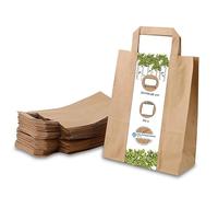 BIOZOYG Sacs en Papier Grand Format Écologiques I Biodégradables et Compostables I 50 Sacs Marron 22 x 10 x 28 cm pour Cadeaux