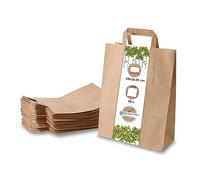 BIOZOYG Sacs en papier grand format écologiques I Sacs en papier pour cadeaux biodégradables et compostables I 25 x sacs en papier marron 26 x 12 x 35 cm