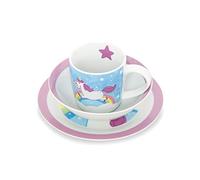 BIOZOYG - Service de Vaisselle pour Enfants en Porcelaine - Set Petit Déjeuner 3 Pièces, Lavable au Lave-Vaisselle, Assiettes Tasses Bols avec Motif, Idées Cadeaux pour Enfants, Licorne