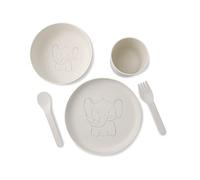 BIOZOYG - Set Vaisselle Repas pour Bébé en Bioplastique - Set Petit-déjeuner, Lavable au Lave-Assiette Bol Tasse Cuillère Fourchette - Vaisselle Cadeau pour Enfants - Design Animaux Éléphant