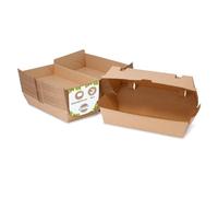 BIOZOYG Take Away Box 50 pièces de Carton kraft I boîtes de restauration rapide robustes avec couvercle à charnière haute I stable To Go emballage brun 24,8x13x7,5 cm carton I biodégradable