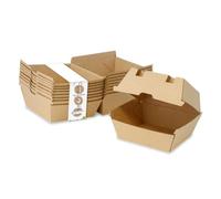 BIOZOYG Take Away Burger Box 50 pièces I boîtes à hamburgers robustes avec couvercle à charnière haute I stable To Go Burger emballage en carton brun 13 x 14 x 8 cm I biodégradable