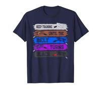 Bip d'entraînement jusqu'à ce Que la Ceinture devienne Noire, Judo T-Shirt, Homme, Bleu Marine, XL