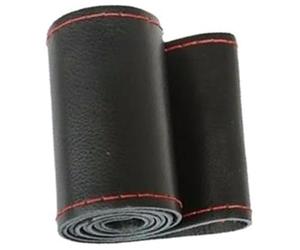 BIPANO Housse de Protection pour Volant Voiture, pour Camion et Bus en Cuir 42/45/47/50 cm enveloppe de Volant de Voiture(Black 42cm Balck Red)