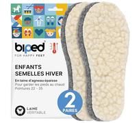 biped 2 paires de semelles en laine d'agneau pour enfants - Semelles d'hiver extra épaisses en laine d'agneau et feutre - Semelles chauffantes - Fabriquées en UE z2690(24-25)