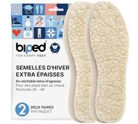 biped 2 paires de semelles en laine d'agneau - Semelles extra-épaisses en véritable laine d'agneau - Semelles chauffantes pour hommes et femmes z1015(45)