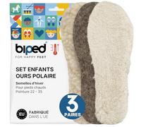 biped 3 paires de semelles intérieures d'hiver pour enfants Set EISBÄR - Semelles extra chaudes avec de la vraie laine d'agneau, de la fourrure d'agneau et du feutre de laine z2729(22-23)