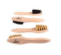 biped 4 pièces set brosses à cirer - Brosses à poêlon en bois - avec des soies naturelles solides z2346 (2 x lumineuses / 2 x sombre)