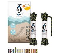 biped LACES 2 paires de lacets de randonnée polyester rond ø 4 mm extra robuste - lacets pour chaussures de trekking et de travail z2917(#B27 dark grey/neon green,150 cm)