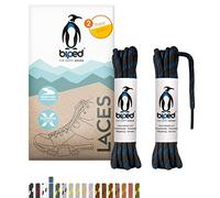 biped LACES 2 paires de lacets de randonnée polyester rond ø 4 mm extra robuste - lacets pour chaussures de trekking et de travail z2917(#B30 dark grey/blue,150 cm)
