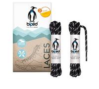 biped LACES 2 paires de lacets de randonnée polyester rond ø 4 mm extra robuste - lacets pour chaussures de trekking et de travail z2917(#B16 black/white,150 cm)