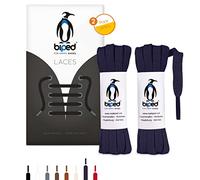 biped LACES 2 paires de lacets plats en coton, largeur 7 mm - lacets de qualité résistants à la déchirure pour chaussures, bottes et baskets en cuir - fabriqués en UE z2904(bleu marin,60 cm)