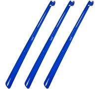biped lot de 3 chausse-pieds longs 65 cm en plastique - chausse-pied extra long avec crochet - robuste et stable - fabrication allemande z1557(clinquant bleu)