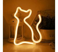 Bipily Cat Néon Enseignes Lèvre lumineuses Décoration murale, Batterie et USB alimenté Néons Applique murale Intérieur Luminaires pour chambre, Saint Valentin, Éclairage de Noël-jaune chat