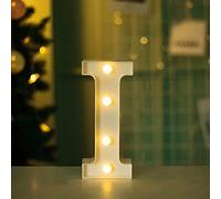 Bipily Chiffres Lumineux Lettres Lumineuses Alphabet Lumineux Lampe LED Lettre Lumières Lettre Deco Opérateur à Piles pour Réceptions Partie Mariage Maison Décoration-I