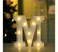 Bipily Chiffres Lumineux Lettres Lumineuses Alphabet Lumineux Lampe LED Lettre Lumières Lettre Deco Opérateur à Piles pour Réceptions Partie Mariage Maison Décoration-M