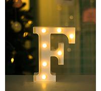 Bipily Chiffres Lumineux Lettres Lumineuses Alphabet Lumineux Lampe LED Lettre Lumières Lettre Deco Opérateur à Piles pour Réceptions Partie Mariage Maison Décoration-F
