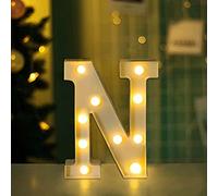 Bipily Chiffres Lumineux Lettres Lumineuses Alphabet Lumineux Lampe LED Lettre Lumières Lettre Deco Opérateur à Piles pour Réceptions Partie Mariage Maison Décoration-N