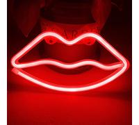 Bipily Lip Neon Light Lip lumière Inscrivez-Applique Chambre Décor batterie et USB Exploité LED Neon Lights rouge à lèvres néon Lampes pour Bar Chambre pour enfants de soir-rouge Lèvres