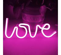 Bipily Love Néon Enseignes lumineuses Décoration murale, Batterie et USB alimenté Néons Applique murale Intérieur Luminaires pour chambre, Saint Valentin, Éclairage de Noël-rose LOVE